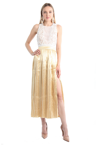 Solid Gold Pleated Skirt