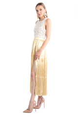 Solid Gold Pleated Skirt